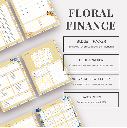 Floral Finance - Monthly Digital 2025 Financial Planner